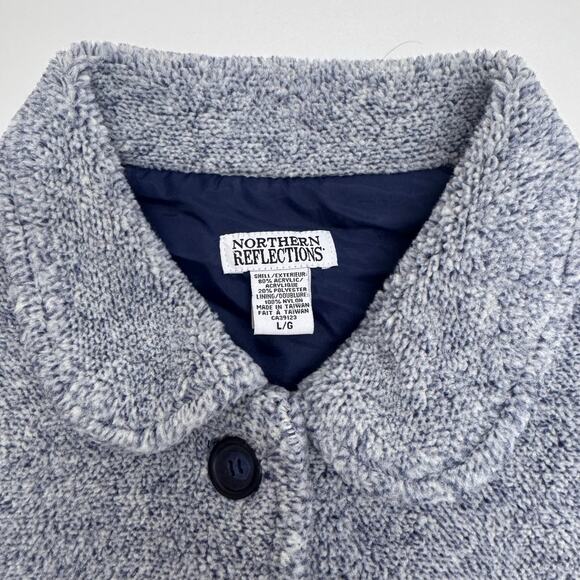 Vintage Northen Reflections Fleece Mountain Scene Jacket Button Winter Wood sz L - Picture 4 of 6